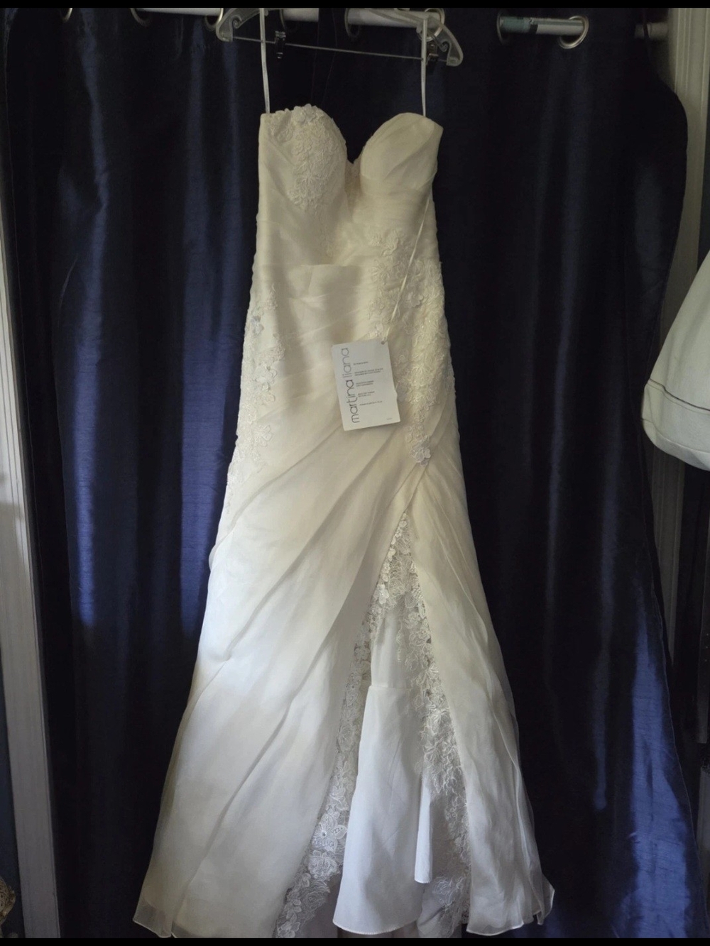 New Martina Liana Silk Ivory Strapless Gown with Lace Detail S 12